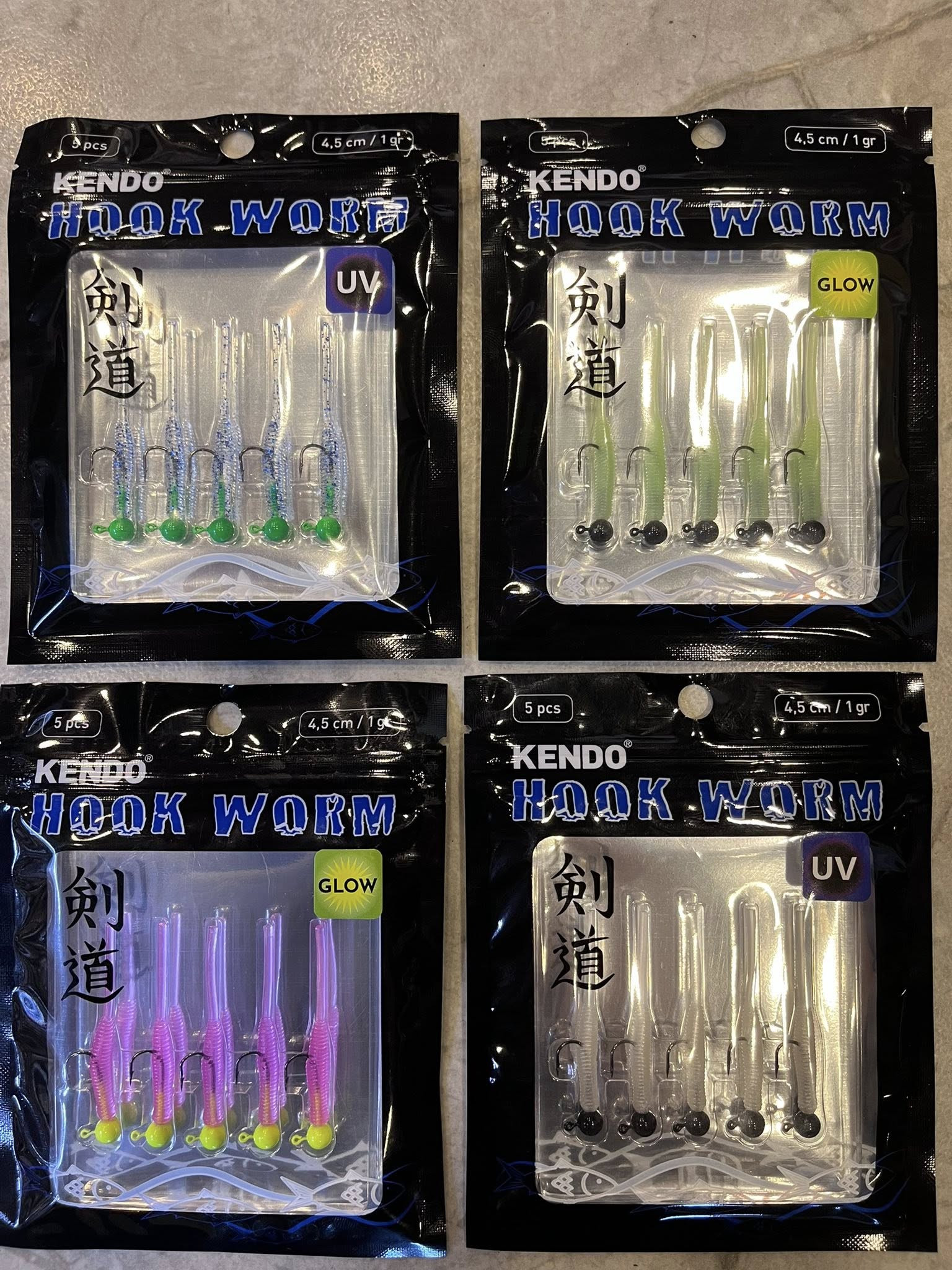 Kendo Hook Worm Jighead+Lrf Silikonu 1gr+4.5cm 5 Adet